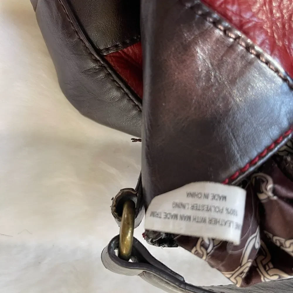 Tignanello  leather Rustic red & Brown shoulder bag with antique tone hardwares
